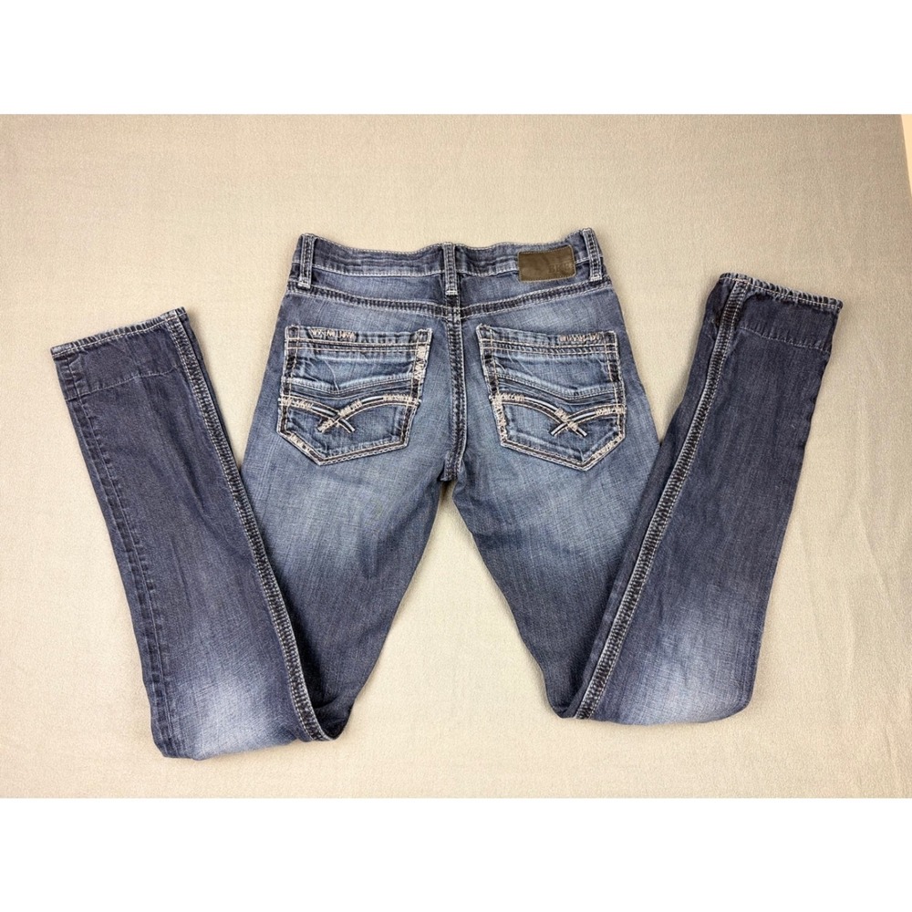BKE Asher Slim Fit Dark Wash Jeans Mens 30XL Extra Long Paisley Cuff Stitching - Picture 8 of 11
